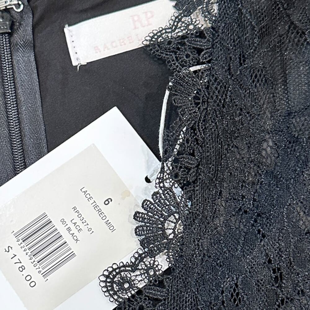 NWT Rachel Parcell Lace Tiered Midi Dress In Black - Picture 3 of 7
